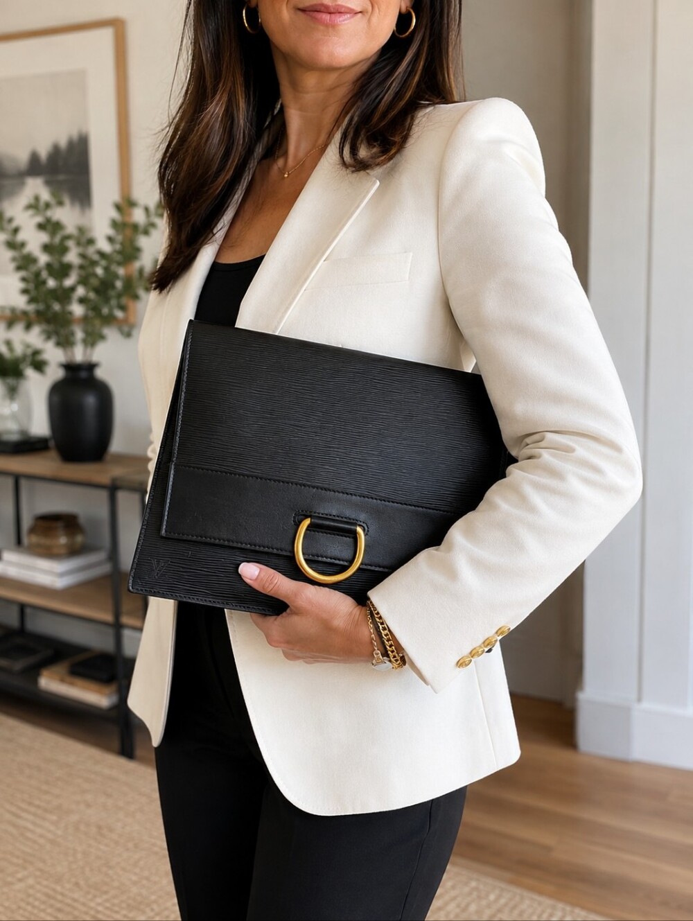 Louis Vuitton Pochette Iéna Black Epi Leather D-Ring Clutch